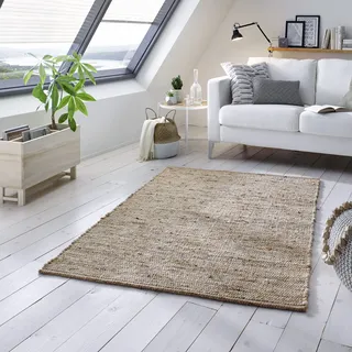 TacaHome Wollteppich Natur Handweb Teppich I Reine Schur-Wolle im Skandinavischen Design I Wohnzimmer Schlafzimmer Esszimmer Kinderzimer Büro | 90 x 160 cm Sand Multi