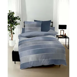 KAEPPEL TIMELESS Wendebettwäsche Baumwolle Blau 135 x 200 cm + 2 x 80 x 80 cm