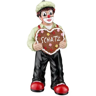 Gilde Clown Herzfigur mit Schriftzu Schatz aus Kunstharz - Dekofigur Herz Liebe Geschenk Sammlerstück - Mehrfarbig, 13 cm hoch, 6 cm breit, 5 cm tief