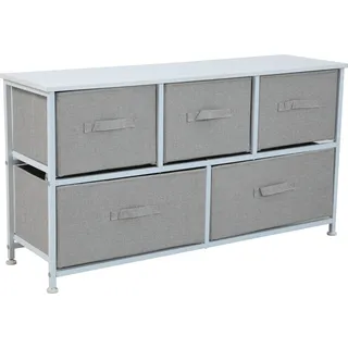 SVITA TARO Sideboard mit Stoffschubladen Metall-Regal Stoff-Kommode Hellgrau - Hellgrau