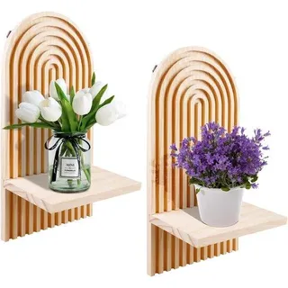 Ibenzoa® Set mit 2 schwebenden Wandregalen aus Massivholz – dekorative, platzsparende Regale ohne Bohren für Wohnzimmer, Schlafzimmer & Küche