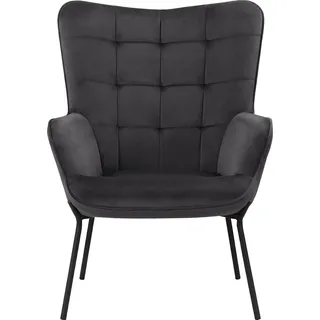 Home affaire Loungesessel »Luukas, Ohrensessel mit Metallbeinen,« 1 Stk. tlg. Stoff recyceltes Polyester, Sitz und Rücken gepolstert, Sitzhöhe 46 cm, schwarz