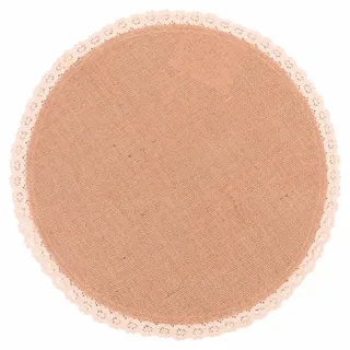 Tischset rund 38 cm aus Jute, Spitzenrand