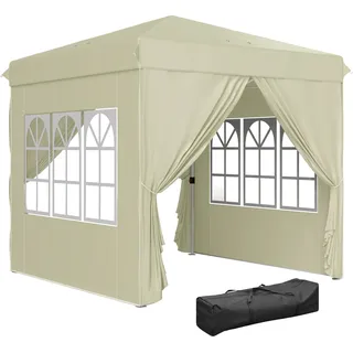 Outsunny Pavillon ca.2,5x2,5m, wasserabweisend Stabil Winterfest Pop-up Faltpavillon, UV Schutz 50+ - Weiß