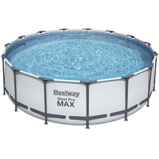 BESTWAY Steel Pro Max Frame Pool Set 457 x 122 cm lichtgrau inkl. Filterpumpe