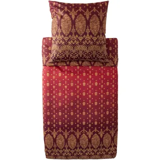 Bassetti Gold Decor Bettwäsche + 1 Kissenhülle aus 100% Baumwollsatin in der Farbe Bordeaux R1, Maße: 135x200 + 1 K 80x80 cm - 9333253
