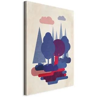 artgeist Leinwandbild , Blau, Rot , Holz, Textil , Kiefer , rechteckig , 60x90x1.2 cm , Keilrahmen , Bilder & Rahmen, Bilder, Leinwandbilder