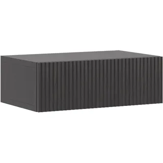 Selsey Nachttisch Beistellschrank Beistelltisch Nachtschrank 50 cm Hängend mit Schublade Portland Esche Schwarz Gefräste Fronten Nolie