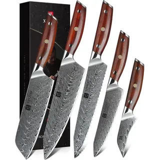 XINZUO Küchenmesser Set 5er Damaststahl Profi Messerset Schärfe Ergonomisch - Yi Serie
