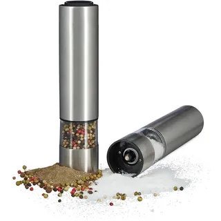 Relaxdays Elektrische Pfeffermühlen , Silberfarben , Metall, Keramik , 10x22x5 cm , Geschirr, Tischkultur & Serviergeschirr, Gewürzmühlen & Streuer