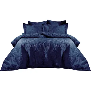 Paoletti - Gesteppt - Bettwäsche-Set "Palmeria", Samt RV2144 (Kingsize) (Marienblau) - Blau