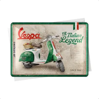 Nostalgic Art Nostalgic-Art Retro Blechpostkarte, 10 x 14 cm, Vespa – Italian Legend | Original Vespa Lizenzprodukt (OLP), Postkarte aus Metall, Mini-Blechschild als Grußkarte, Geschenk-Idee für Roller-Fans
