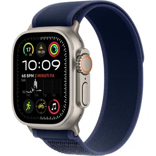 Watch Ultra 2 GPS + Cellular 49 mm Titangehäuse natur, Trail Loop blau M/L