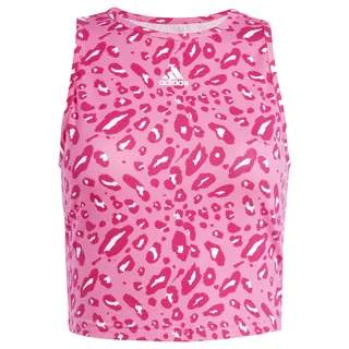 adidas Damen Essentials Animal-Print Crop Tank Top Tanktop, Off White/Pulse Magenta/Bold pink, S