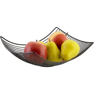 axentia Obstschale aus Eisendraht Schwarz [31 x 10 x 23 cm] - Brotkorb im minimalistischen Streben-Design - Obstkorb aus Eisendraht - Drahtkorb mit rundem, leicht erhöhtem Standfuß