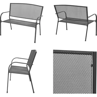 vidaXL Gartenbank 108 cm Stahl und Gitter Anthrazit - Gartenbank - Gartenbänke - Terrassenbank - Terrassenbänke - Grau