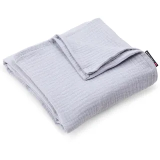 PinkZebra Babydecke 100 x 75 cm Musselin, weiche Bio-Musselin Decke, Baby Decke, weiche Krabbeldecke für Neugeborenen, Musselindecke, Pucktuch, Grau