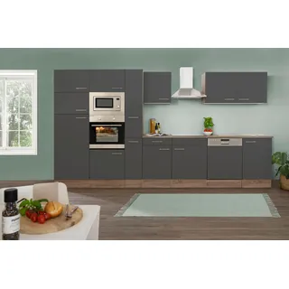 Respekta Küchenblock mit Geräten ca. 370 cm Grau/Eiche