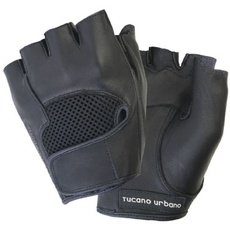 Tucano Urbano 908N4 SCHIAFFO - Half fingeRot Glove in real Leather, Schwarz, Groesse M