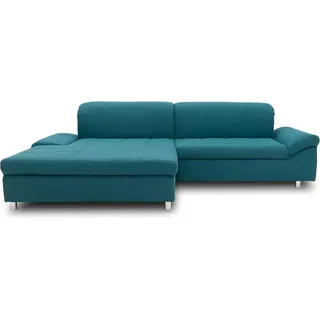 DOMO. collection Ecksofa Mika, Sofa mit Schlaffunktion und Bettkasten in L-Form, Schlafsofa mit Rücken- und Armlehnfunktion, Polsterecke 260 x 178 x 80 cm (BxTxH), türkis