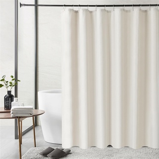 SK Studio Duschvorhang Badvorhang Textil aus Leinen Wasserdicht und Trocknet Schnell, Waschbar Hochwertig Stoff Duschvorhang Badewanne Beige, 180x200cm