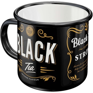 Nostalgic-Art Retro Emaille-Tasse, 360 ml, Black Tea – Geschenk-Idee für Tee-Liebhaber, Camping-Becher, Vintage Design