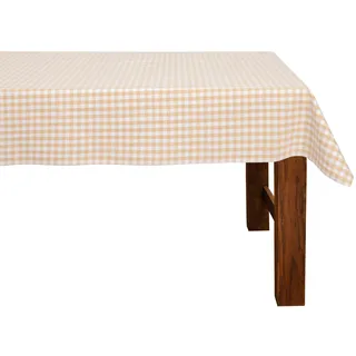 FILU Tischdecke 130 x 160 cm Beige/Weiß kariert (Farbe und Größe wählbar) - hochwertig gefertigtes Tischtuch aus 100% Baumwolle