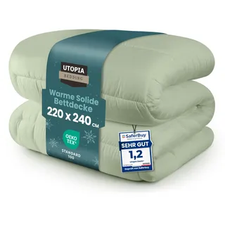 Utopia Bedding Bettdecke 220 x 240 cm, Ganzjahresdecke 370 GSM Füllung, atmungsaktive Schlafdecke, Steppdecke, Super Weiche Kuschelige (Salbeigrün)