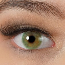 Kontaktlinsen farbig grün ohne Stärke | Stark deckend | Natürlich | 2 Stück weiche Jahreslinsen + Behälter, Pinzette, Einsetzhilfe von Charmiga | Aruba Green 0.00 Dioptrien