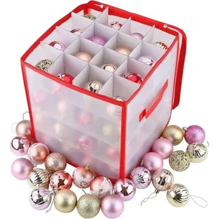 Weihnachtskugel Aufbewahrungsbox mit Griff und Verteiler für 64 Dekorationen