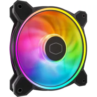 Cooler Master MasterFan MF120 Halo2 – Gehäuselüfter adressierbare Dual-Ring-RGB-Beleuchtung, Rifle-Lager, vergrößerte Luftausgleichsblätter mit Stausensorschutz und verbesserter Treiber-IC