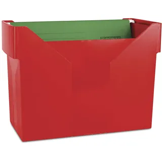 Donau Elektronik DONAU 7422001PL-04 Hängemappenbox mit 5 Hängemappen Free/ Hängeregister aus Bruchsicherem Kunststoff/ Praktische File Box für Ordner Mappen A4/ Farbe: Rot