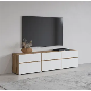 INOSIGN Lowboard »Cross, moderne grifflose TV-Kommode,3 Klappen/3 Schubkästen« Breite 180 cm, TV-Schrank mit viel Stauraum, TV-Board