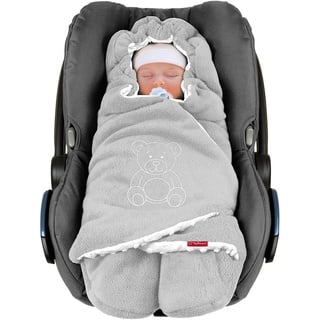 ByBoom Baby Winter-Einschlagdecke Das Original mit dem Bären, Universal Kuscheldecke für Babyschale, Autositz, Baby Decke für Kinderwagen, Buggy