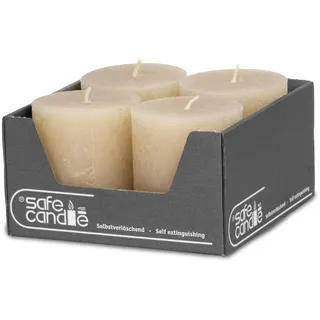 DecoLite Stumpenkerzen Rustic 4er Set 80x70 mm | Selbstverlöschend Safe Candle | Durchgefärbt RAL-zertifiziert | Brenndauer ca. 25h | Made in Germany | Rustik Deko Kerzen von DecoLite (sahara)