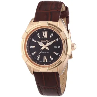 Seiko Damen-Armbanduhr XS Velatura Analog Quarz Leder SXDG12P1