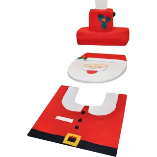 Badezimmer Set Weihnachtsmann Dekoration Toilettenmatte Toilettenbezug WC 4789