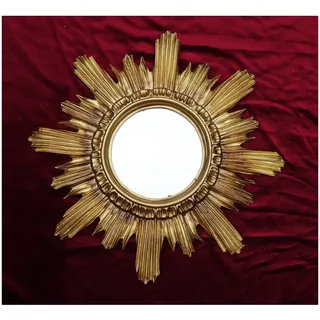 Lnxp BAROCK ANTIK WANDSPIEGEL Sonne IN Gold 42x42 cm RUND RUNDER REPRO Spiegel Sun 63SP