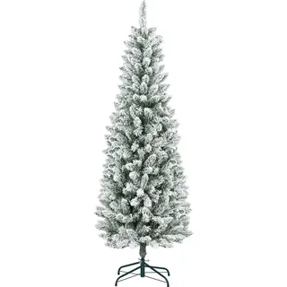 novavision HOMCOM Künstlicher Weihnachtsbaum, 180 cm Christbaum mit 479 Spitzen, Kunstschnee, klappbar Metallständer, für Weihnachten Deko, Grün - Grün
