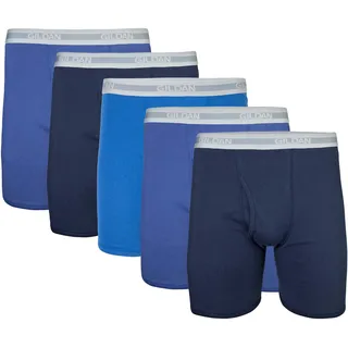 Gildan Herren Unterwäsche, Boxershorts, Multipack Retroshorts, Marineblau/Metroblau/Antik-Royal (5er-Pack, Klassische Länge), Large