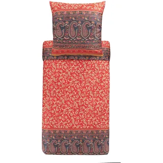 Bassetti Bettwäsche Garnitur Como R1 aus Baumwolle Mako-Satin in der Farbe Rot 2-Teilig mit Reißverschluss, Maße: 200cm x, 80cm x, 9323949, 200X200