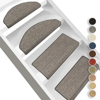 Floordirekt Sisal Stufenmatten innen 1 Stück grau eckig, Treppenstufen Matten für Holztreppen, antirutsch Treppenteppich Selbsklebennd und Allergikerfreundlich (ohne Lippe 65 x 23,5 cm)