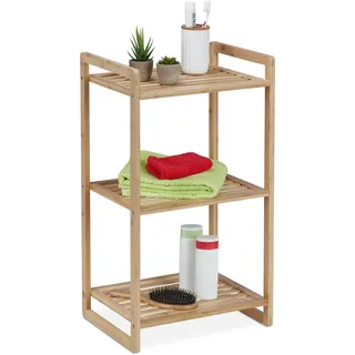 Relaxdays Bambusregal, HxBxT: 70 x 40 x 30 cm, Standregal mit 3 Ablagen, Bad, Küche, Wohnzimmer, Regale, Bücherregale