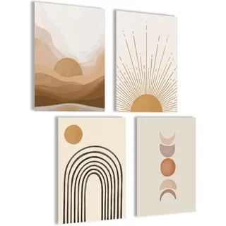 Boho Wanddeko Set - Abstrakte Bilder Poster Aesthetic Bilderset für Wohnzimmer - Yoga Wandbilder Vintage