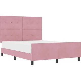 vidaXL Boxspringbett mit Kopfteil Rosa 140 x 190 cm Samt - Rosa