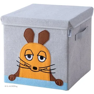 Lifeney Aufbewahrungsbox mit Deckel Die Maus 30x30x30cm – blau, grau, orange