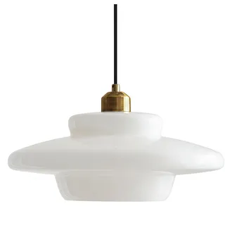 HJXDtech Pendelleuchte Esstisch Vintage, Höhenverstellbar Hängeleuchte aus Glas & Antik-Gold E27-Fassung, Große Hängelampe für Esszimmer Küche Schlafzimmer Wohnzimmer (Weiß, 32cm)