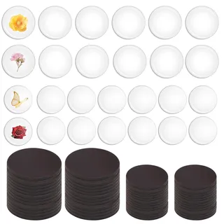 UYUYong 60 Stück Fotomagnete Selbst Gestalten Glas Magnete Selbstklebend Kühlschrankmagnet Foto Transparent Rund Glasnuggets Klar Runde Scheibe Magnete für DIY Kühlschrank Wand Weihnachten 30mm 25mm