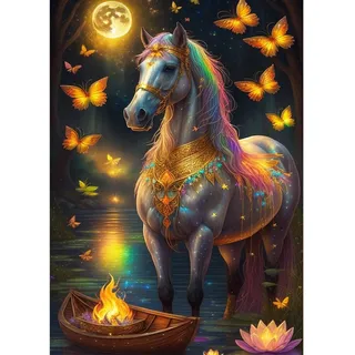 Lxmsja 5D Diamond Painting Pferd, Diamond Painting Tiere Erwachsene, Pferd Diamant Painting Bilder Erwachsene, Full DIY Diamant Kunst Malerei Stickerei Set Kreuzstich Bilder Home Wand Dekor 30x40cm