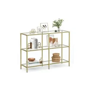 VASAGLE Konsolentisch rechteckig Glas gold 100,0 x 30,0 x 73,0 cm, 1 St.